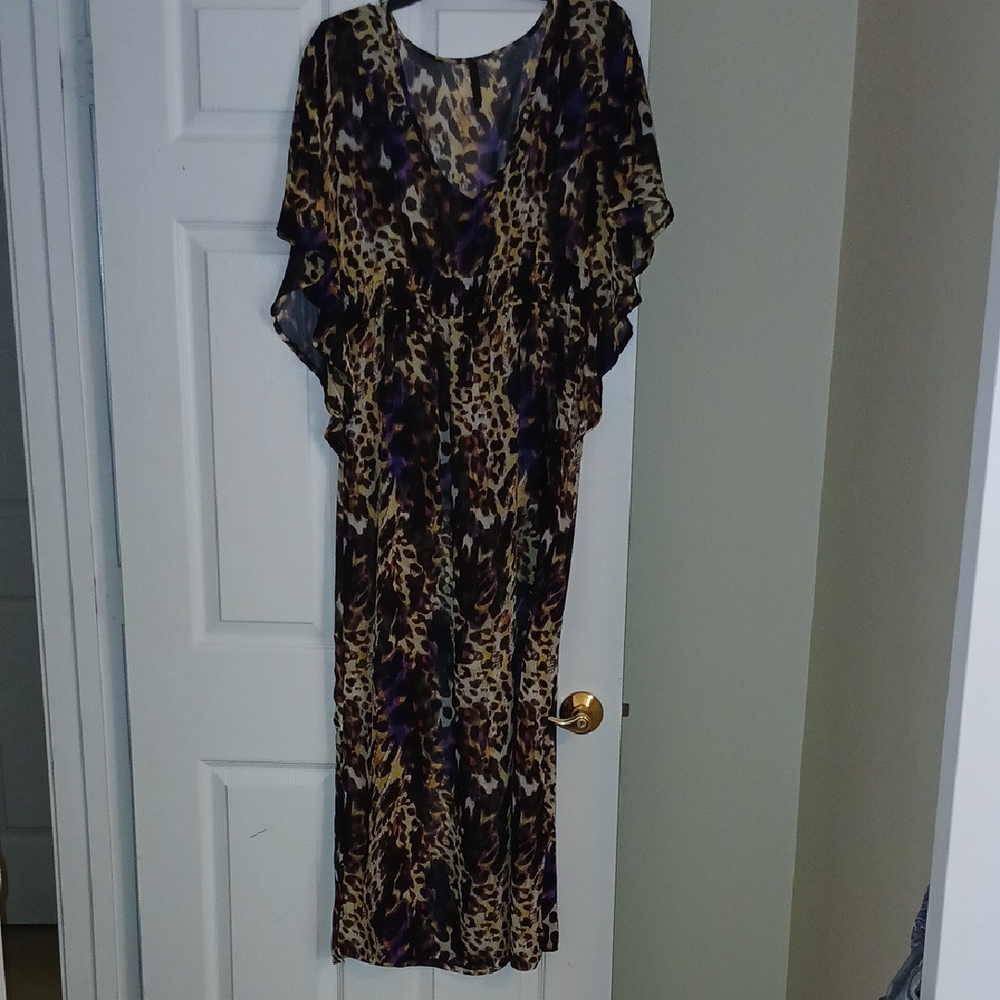 Sophia Vergara Leopard Print Maxi Cover-up Women's Medium